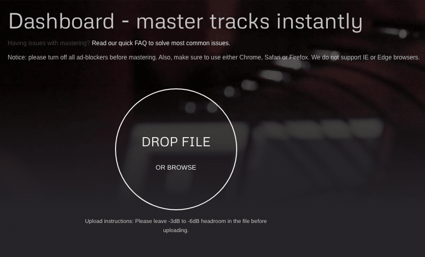 CloudBounce Online Mastering Interface