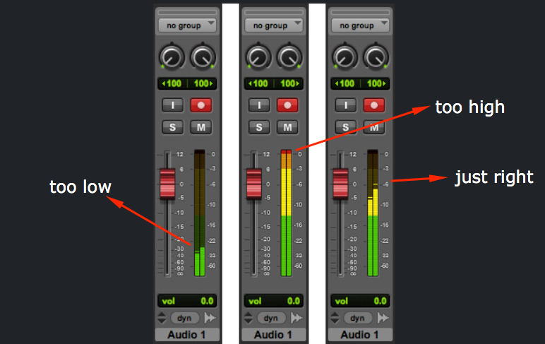 Meters showing how much headroom is needed for mastering